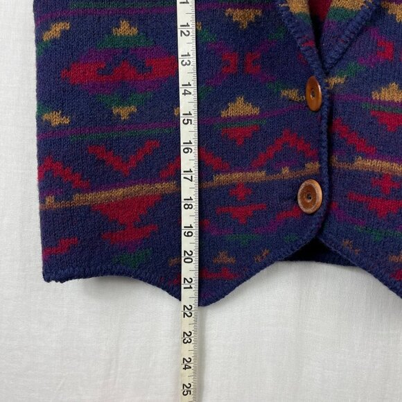Vintage 100% Wool Knit Southwestern Blanket Vest Womens S - M Aztec Western 90s - Picture 8 of 8